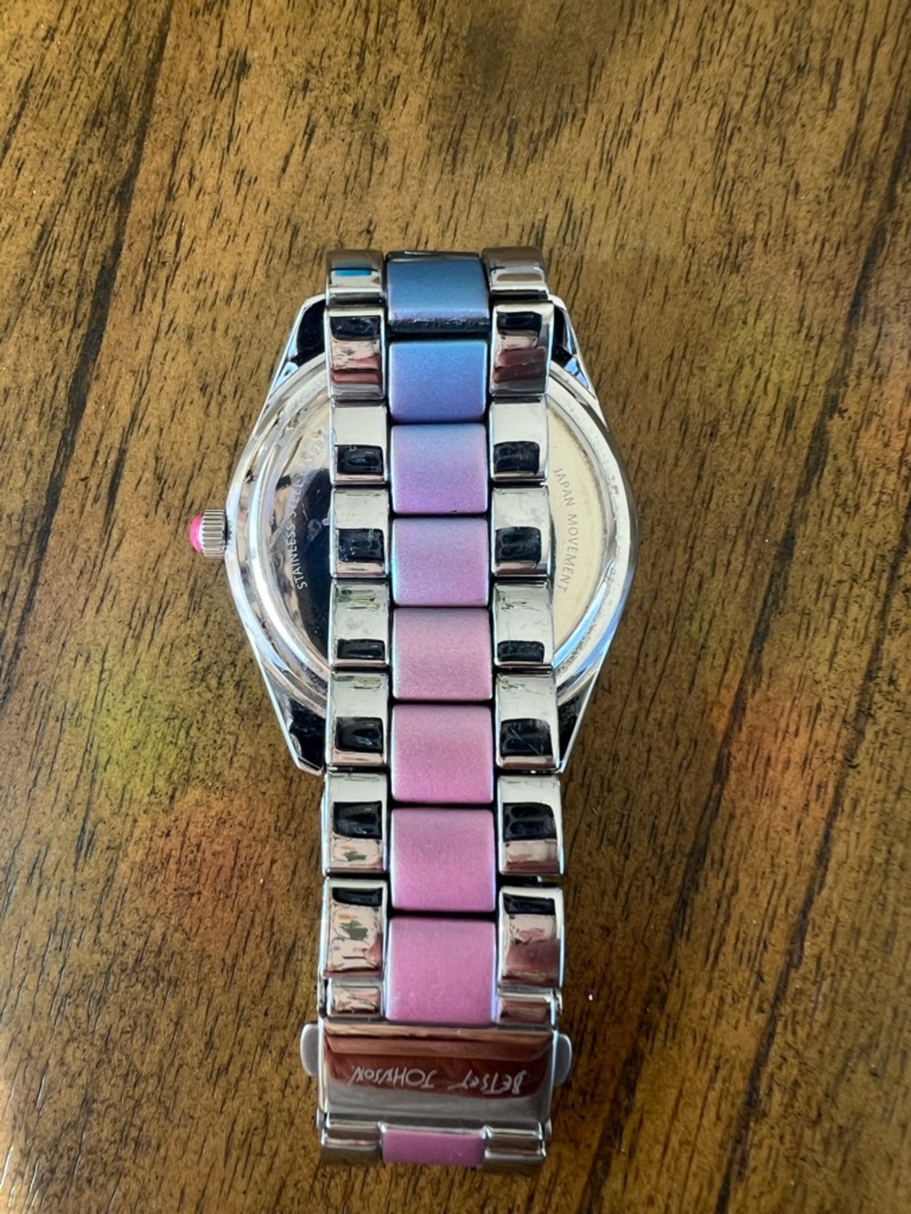 Betsey Johnson Purple-to-Blue Gradient Crystal Bezel Watch - Picture 4 of 11